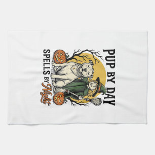 Linge De Cuisine Chemise de sorcière de chien d'Halloween Gravure v