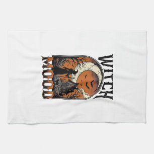 Linge De Cuisine Chemise de sorcière Halloween Design de Lune Hanté
