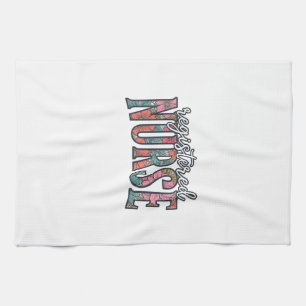 Linge De Cuisine Chemise de typographie florale vintage d'infirmièr