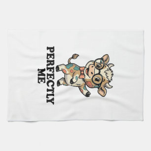Linge De Cuisine Chemise de vache mignonne avec des lunettes Vibes