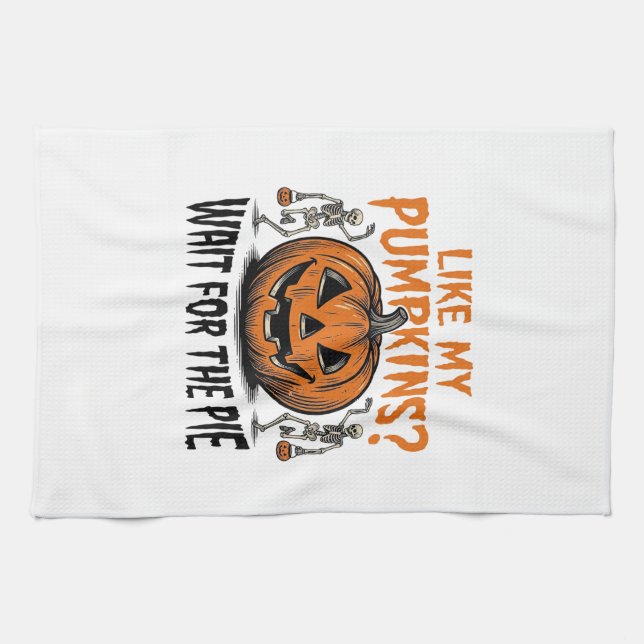 Linge De Cuisine Chemise drôle de squelette de citrouille d'Hallowe (Horizontal)
