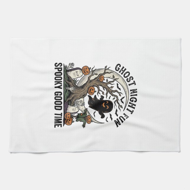 Linge De Cuisine Chemise fantôme Halloween Design fun cimetière vin (Horizontal)