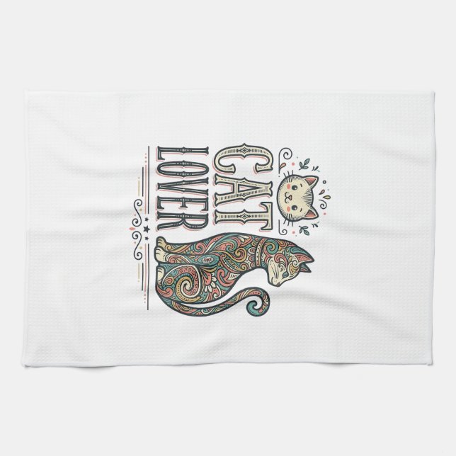 Linge De Cuisine Chemise Graphique de Style de Gravure pour Amoureu (Horizontal)