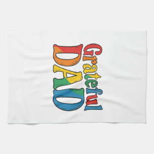 Linge De Cuisine Chemise Grateful Dad Vintage Rainbow Typography_1