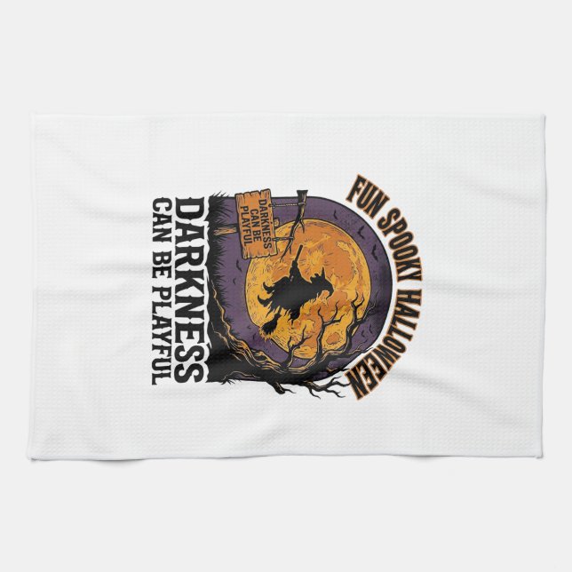 Linge De Cuisine Chemise Halloween Darkness Design Lune Sorcière Vi (Horizontal)