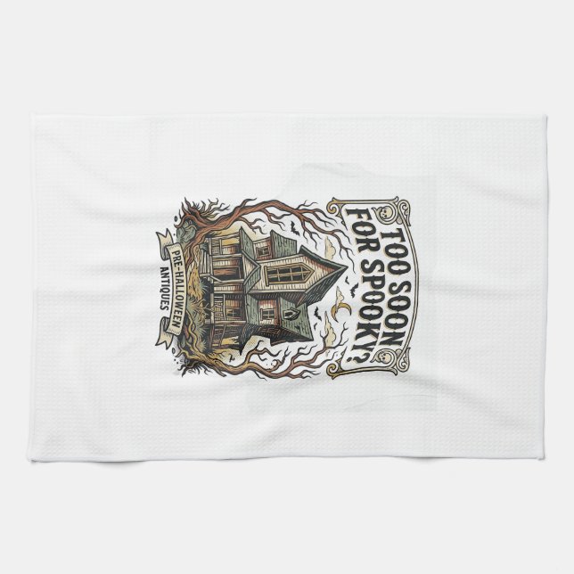 Linge De Cuisine Chemise Halloween précoce Design de maison hantée  (Horizontal)