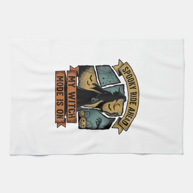 Linge De Cuisine Chemise Halloween Sorcière Drôle Design de Sorcièr (Horizontal)