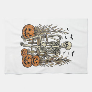 Linge De Cuisine Chemise Halloween squelette vintage et citrouilles