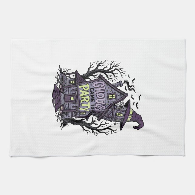 Linge De Cuisine Chemise Maison Hantée Mignonne Soirée Halloween Dé (Horizontal)