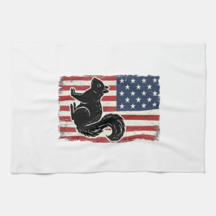 Linge De Cuisine Chemise patriotique écureuil drapeau américain vin