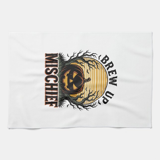 Linge De Cuisine Chemise Pumpkin Mischief Graphique Halloween Vinta (Horizontal)