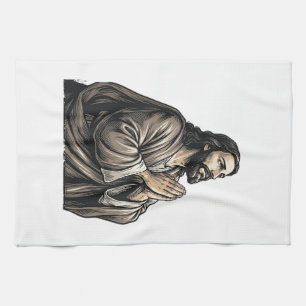 Linge De Cuisine Chemise religieuse homme priant gravure vintage De