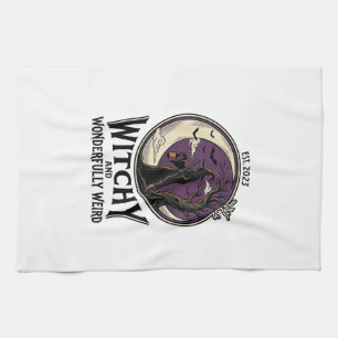 Linge De Cuisine Chemise sorcière vintage avec art Halloween de lun