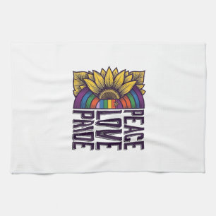 Linge De Cuisine Chemise vectorielle fleur vintage Peace Love Pride