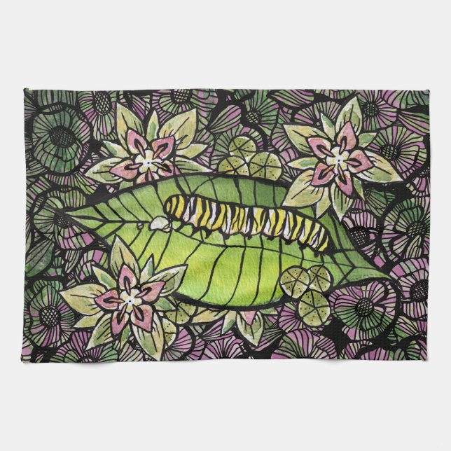 Linge De Cuisine Chenille de monarque                               (Horizontal)