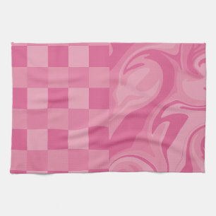 Linge De Cuisine Chèques et persiennes - Rose