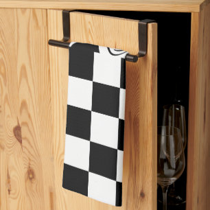 Linge De Cuisine Chèques et tourbillons - Noir et Blanc