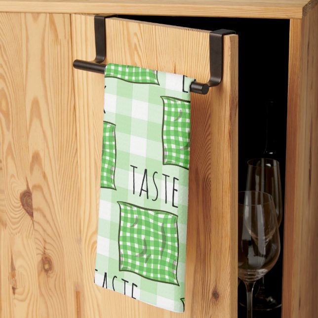 Linge De Cuisine Chèques verts et blancs (Pliage en tiers)