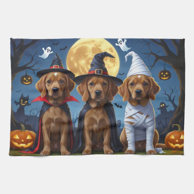 Linge De Cuisine Chesapeake Bay Terrier Citrouille Halloween Funny (Horizontal)