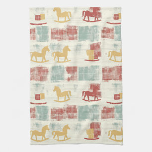 Linge De Cuisine Cheval à Bascule Shabby Chic Motif Carreaux
