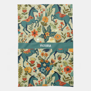 Linge De Cuisine Cheval Afficher Floral Motif personnalisé