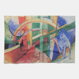 Linge De Cuisine Cheval bleu avec arc-en-ciel par Franz Marc