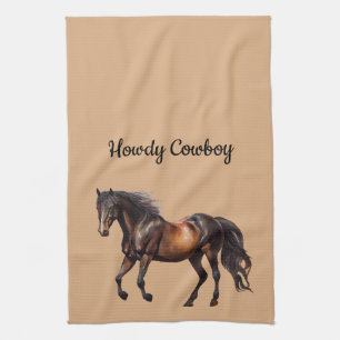 Linge De Cuisine Cheval brun crème Southwest