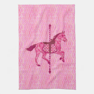 Linge De Cuisine Cheval de carrousel - Fuchsia rose