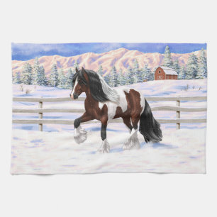 Linge De Cuisine Cheval de Tinker Tinker Gypsy Vanner Brown Pinto