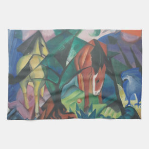 Linge De Cuisine Cheval et Aigle par Franz Marc, Art Cubisme Vintag