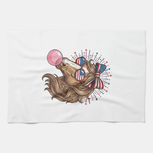 Linge De Cuisine Cheval Patriotique Bubble Gum Vintage Vector T-Shi