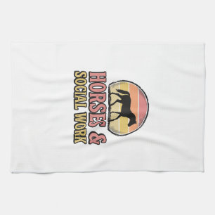 Linge De Cuisine Cheval & Travail Social Retro Sunset Vector Design