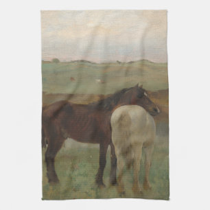 Linge De Cuisine Chevaux dans une prairie, peinture à l'huile, Edga