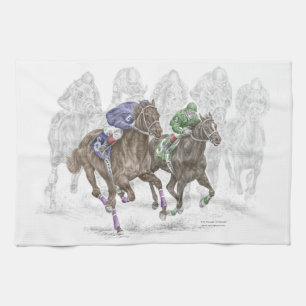 Linge De Cuisine Chevaux de course galopants