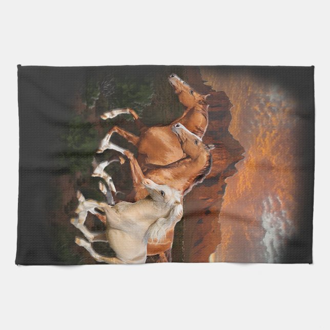 Linge De Cuisine Chevaux sauvages d'Arizona (Horizontal)