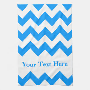 Linge De Cuisine Chevron bleu clair en gras avec texte personnalisa