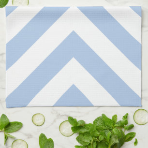 Linge De Cuisine Chevron bleu clair et blanc