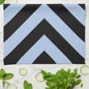 Linge De Cuisine Chevron bleu clair et noir
