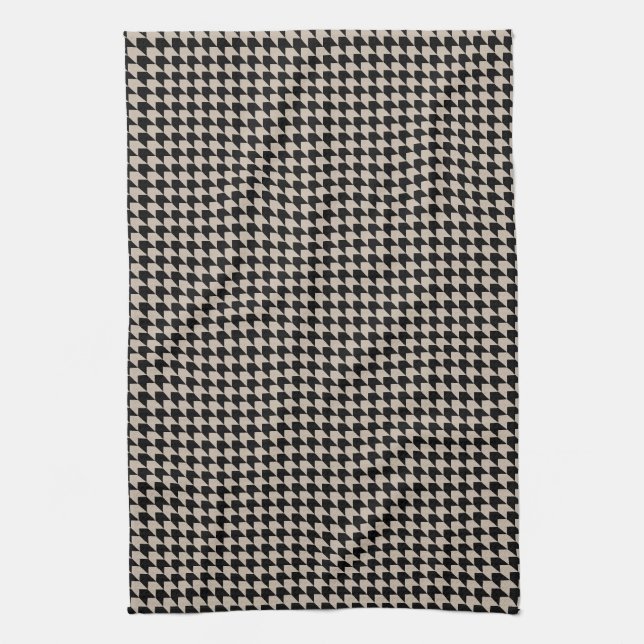 Linge De Cuisine Chevron Checks Tan et Black (Vertical)