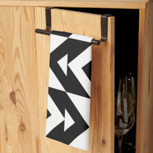 Linge De Cuisine Chevron Géométrique Noir et Blanc