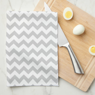 Linge De Cuisine Chevron gris-clair - texte fait sur commande