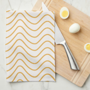 Linge De Cuisine Chevron Motif Jaune Et Crème Zigzag