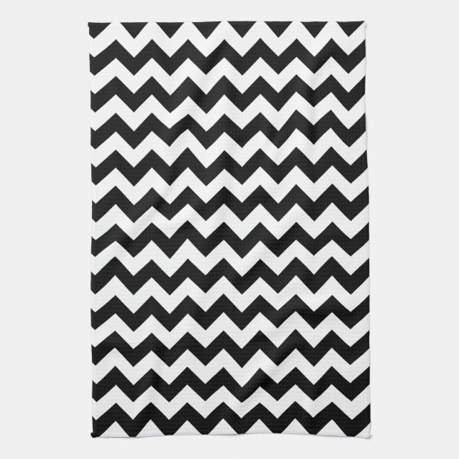 Linge De Cuisine Chevron noir et blanc (Vertical)