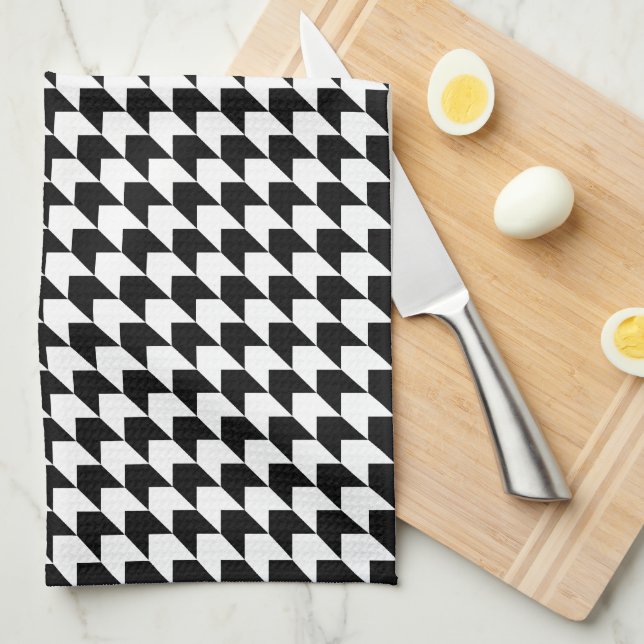 Linge De Cuisine Chevron noir n blanc (Quart Plié)