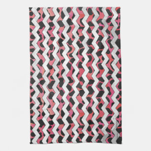 Linge De Cuisine Chevron rose et noir Dalmation