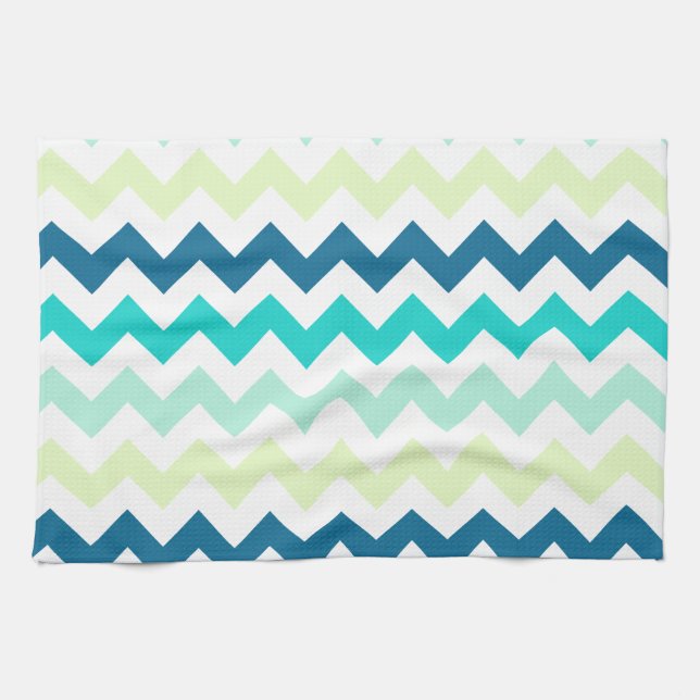 Linge De Cuisine Chevron turquoise et vert (Horizontal)