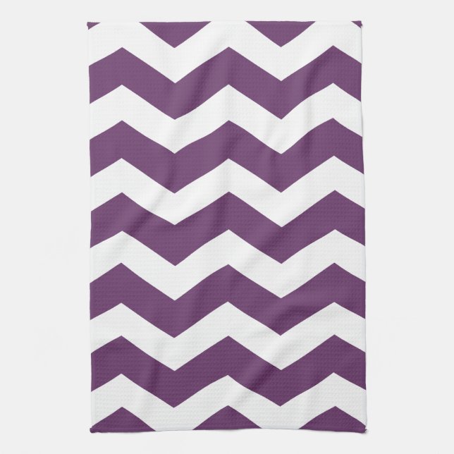 Linge De Cuisine Chevron violet et blanc (Vertical)
