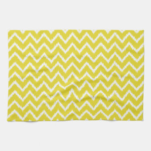 Linge De Cuisine Chevrons Ikat - Jaune moutarde et blanc