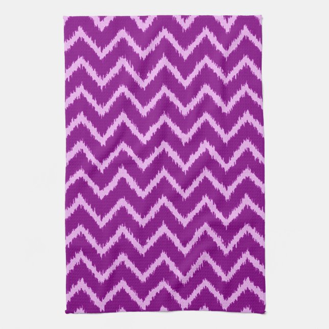 Linge De Cuisine Chevrons Ikat - Violet améthyste et orchidée clair (Vertical)