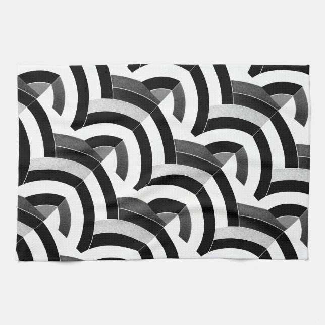 Linge De Cuisine chevrons modernes chics noir/blanc (Horizontal)